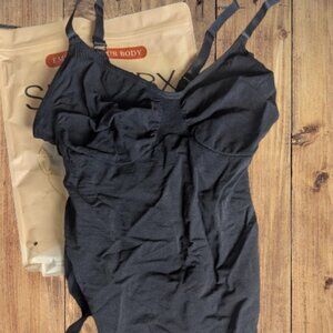 NWT SHAPERX Tummy Control Bodysuit Shapewear, Black Size L/XL